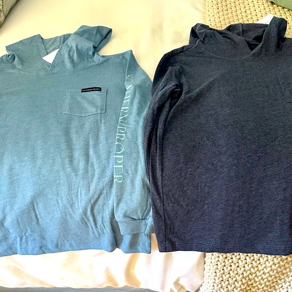 Two new with tags super soft Southern Proper long sleeve hooded tshirts